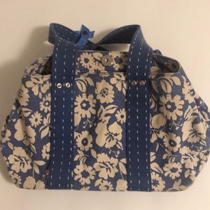 Blue flowered canvas purse